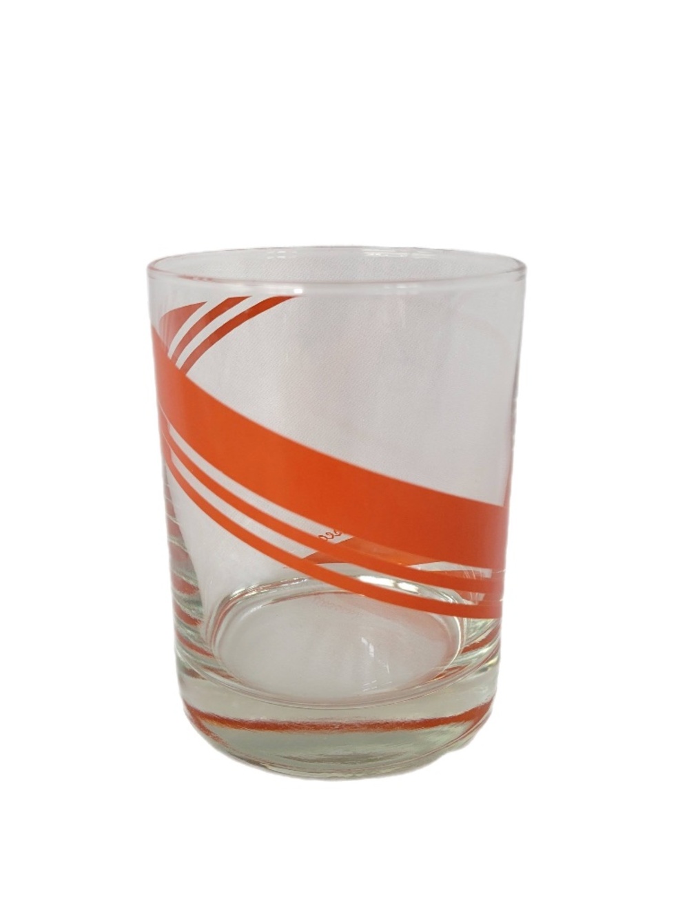 Dusseau Drinking Glass Vintage Orange Swirl Design Retro MCM Bar Ware